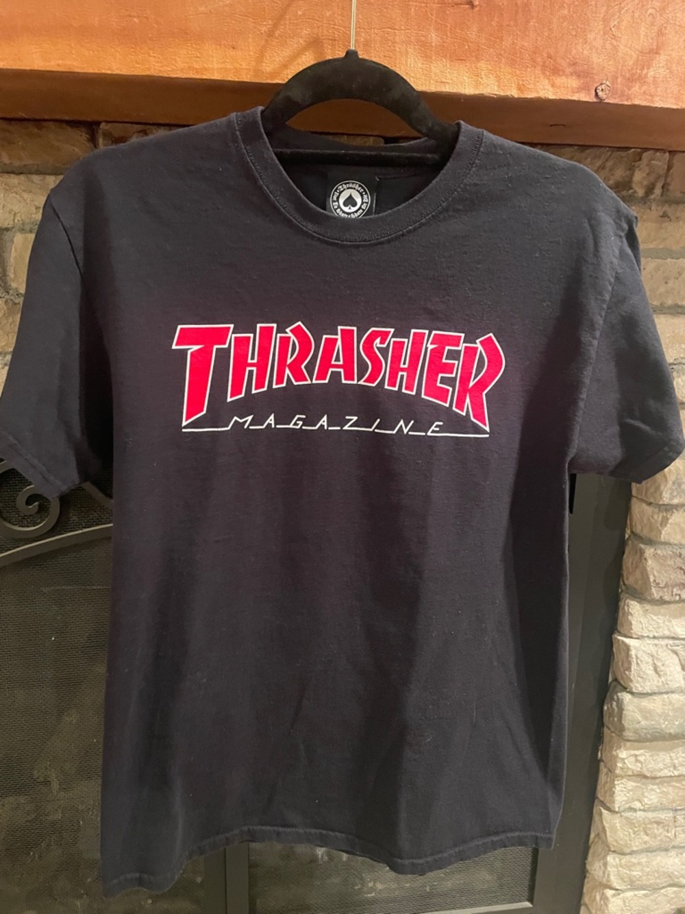 Thrasher Black T-Shirt with Red Logo